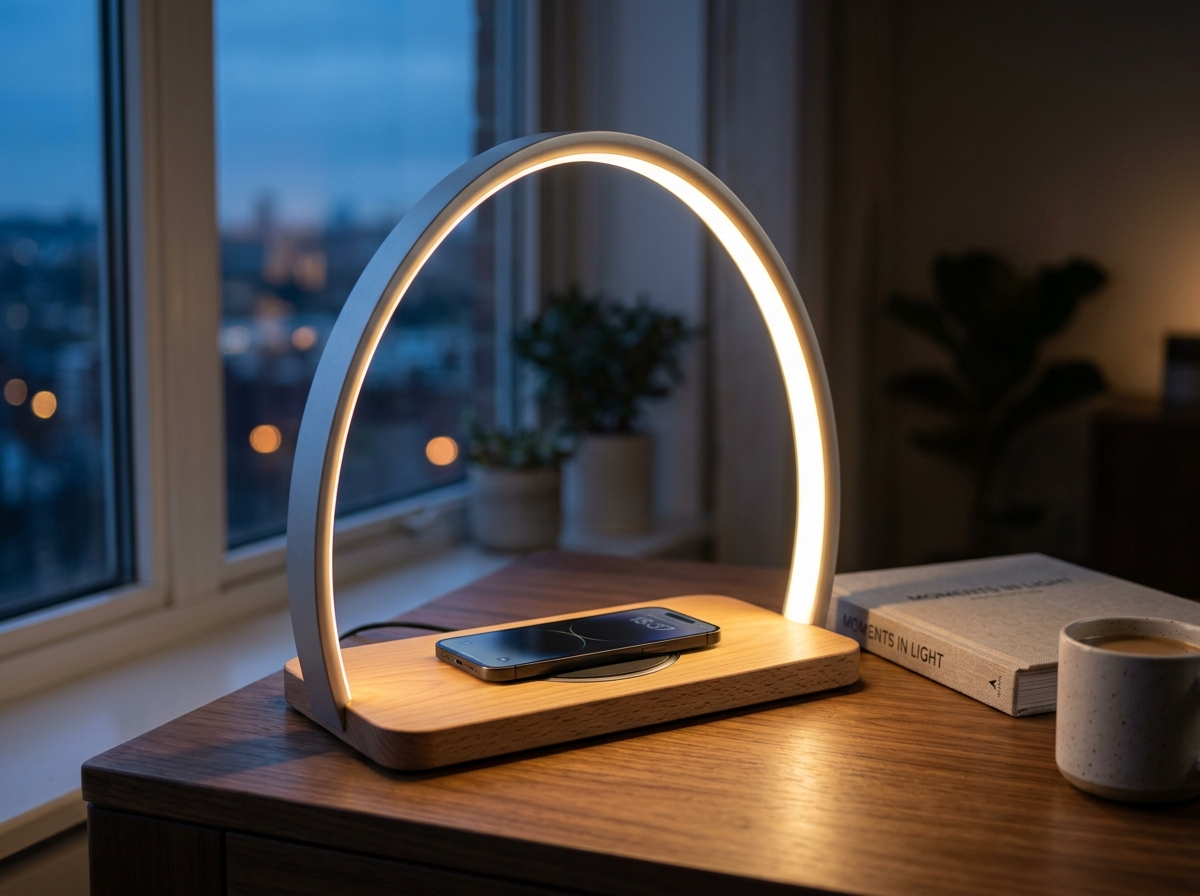 AuraGlow Wireless Charging Lamp